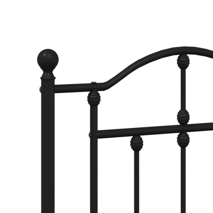 Bed frame with headboard metal black 140x200 cm