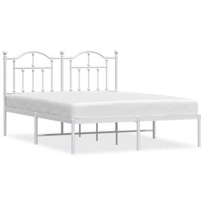Bed frame with headboard metal white 140x200 cm