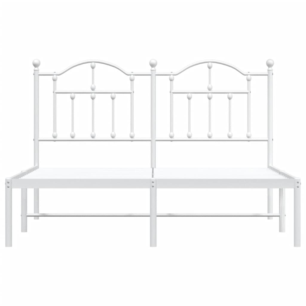 Bed frame with headboard metal white 140x200 cm