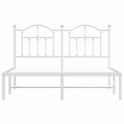 Bed frame with headboard metal white 140x200 cm