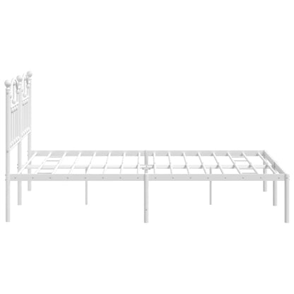 Bed frame with headboard metal white 140x200 cm