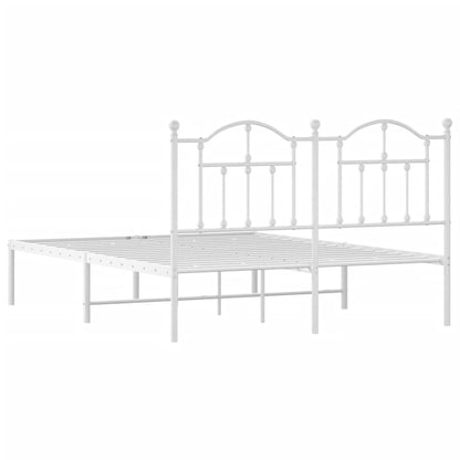 Bed frame with headboard metal white 140x200 cm