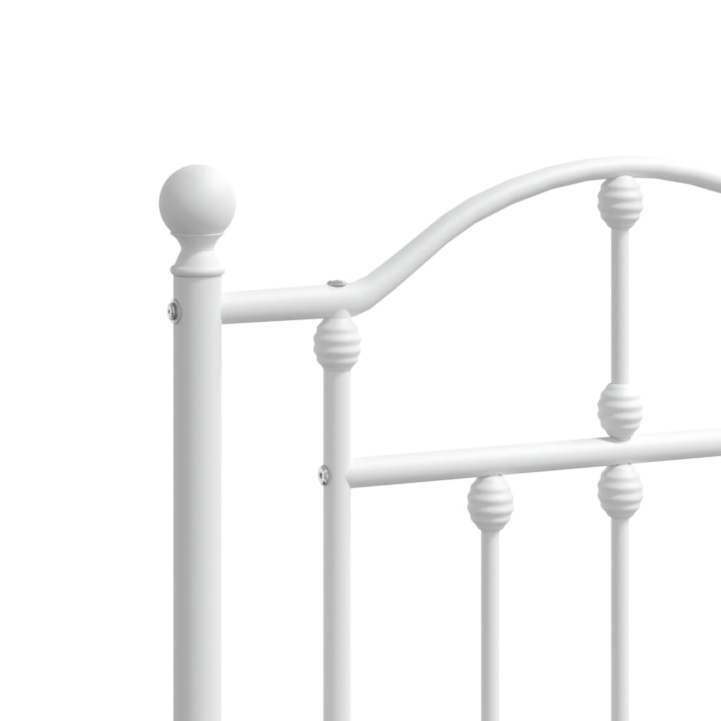Bed frame with headboard metal white 140x200 cm