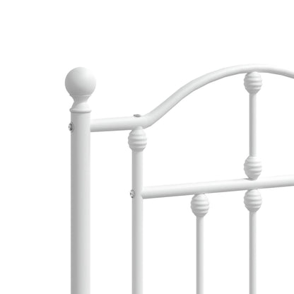 Bed frame with headboard metal white 140x200 cm