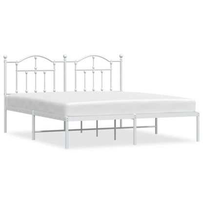 Bed frame with headboard metal white 180x200 cm
