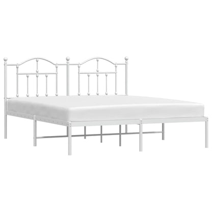 Bed frame with headboard metal white 180x200 cm