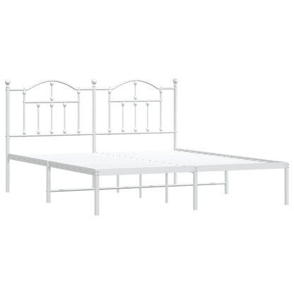 Bed frame with headboard metal white 180x200 cm