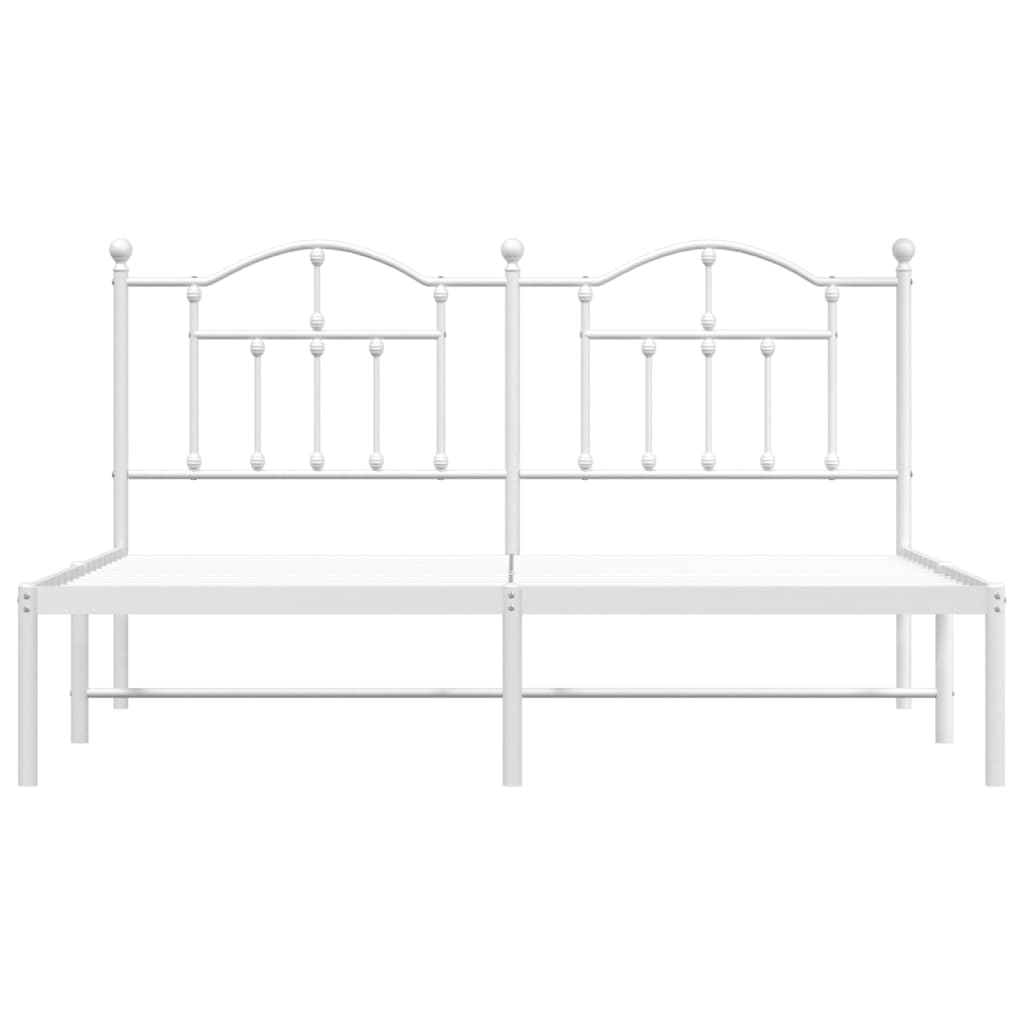 Bed frame with headboard metal white 180x200 cm