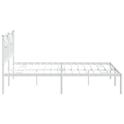 Bed frame with headboard metal white 180x200 cm