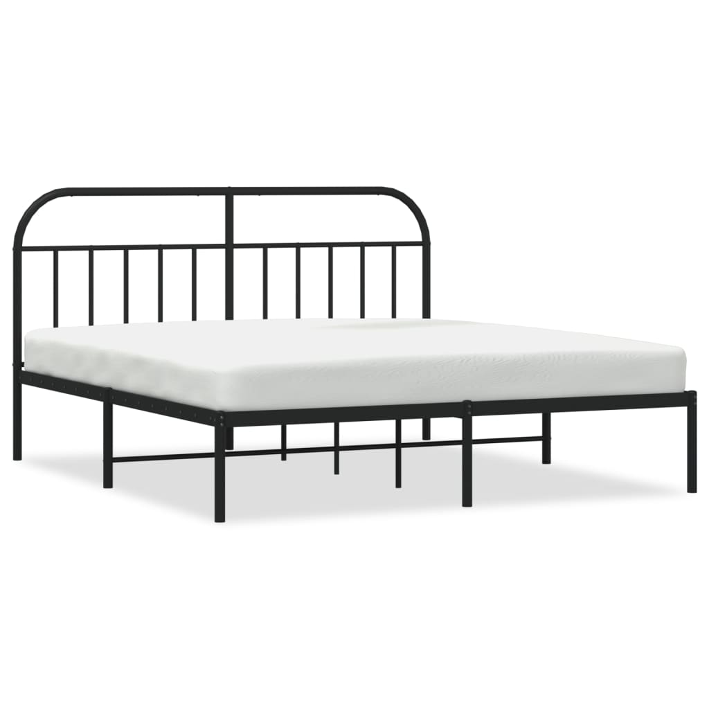 Bed frame with headboard metal black 180x200 cm