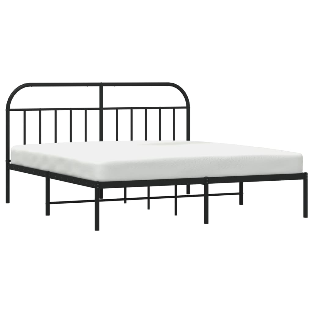 Bed frame with headboard metal black 180x200 cm