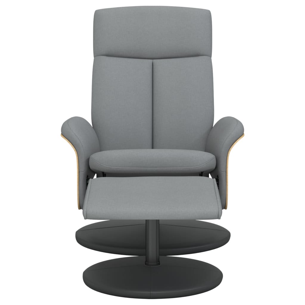 Relaxing chair with footstool light grey fabric