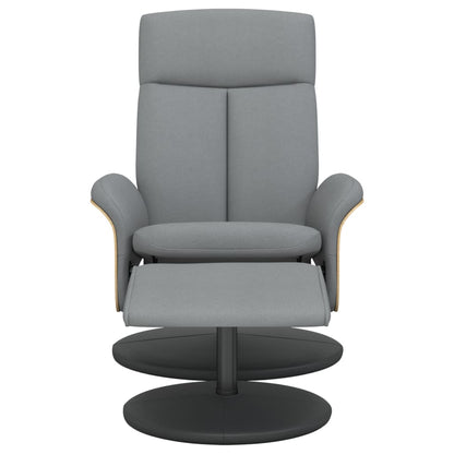 Relaxing chair with footstool light grey fabric