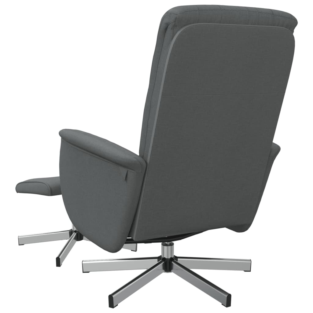 Relaxing chair with stool dark grey fabric