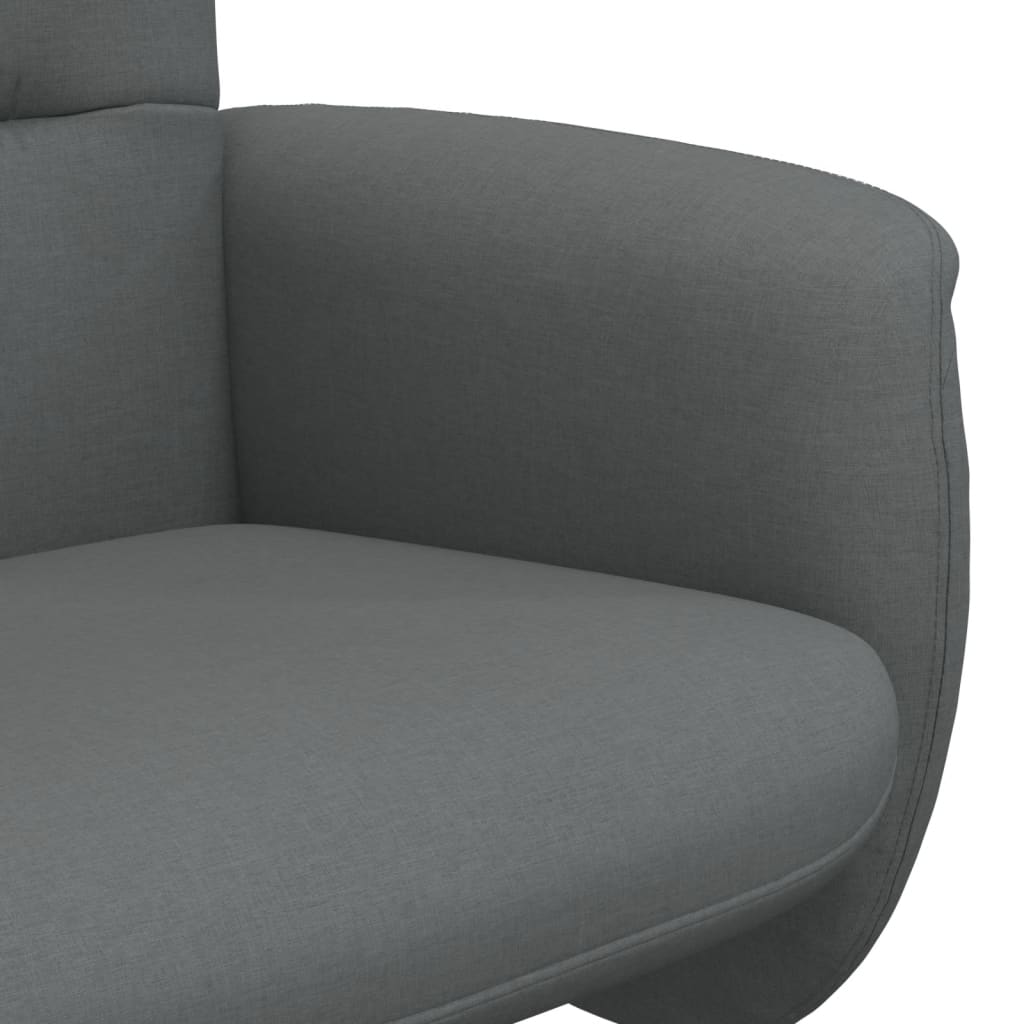 Relaxing chair with stool dark grey fabric