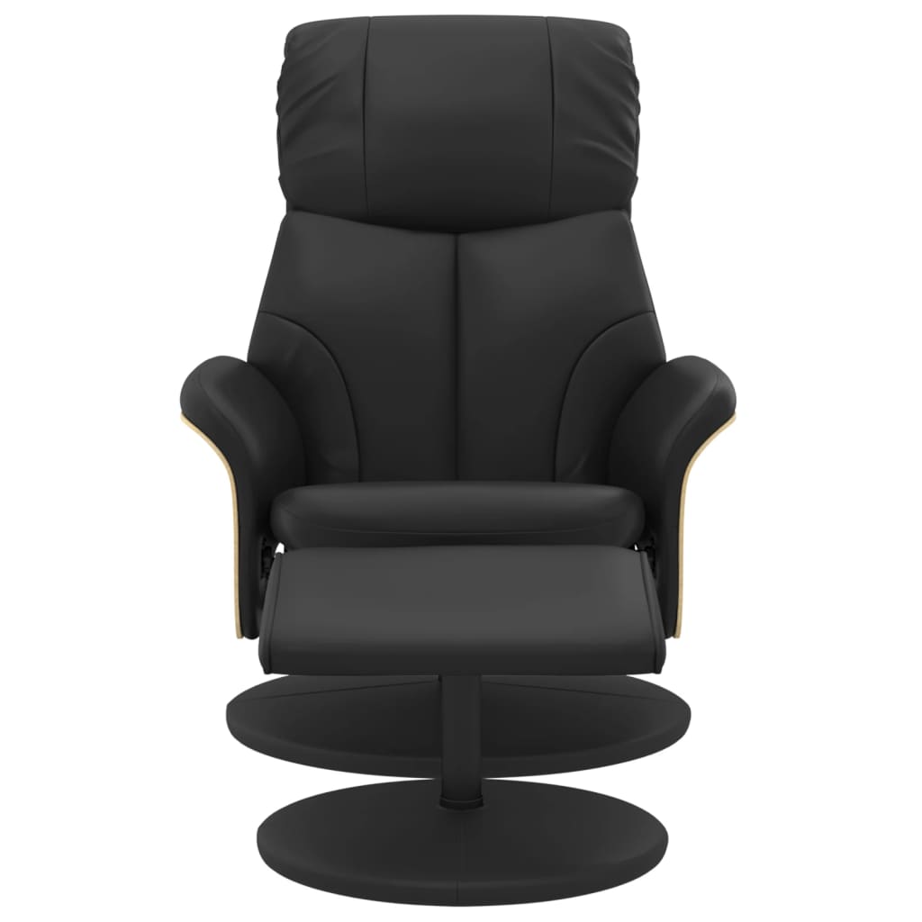 Relaxing chair with footstool black imitation leather
