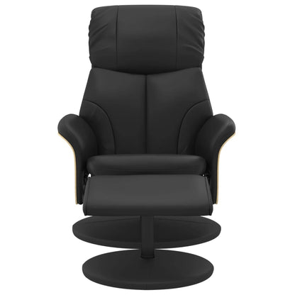 Relaxing chair with footstool black imitation leather