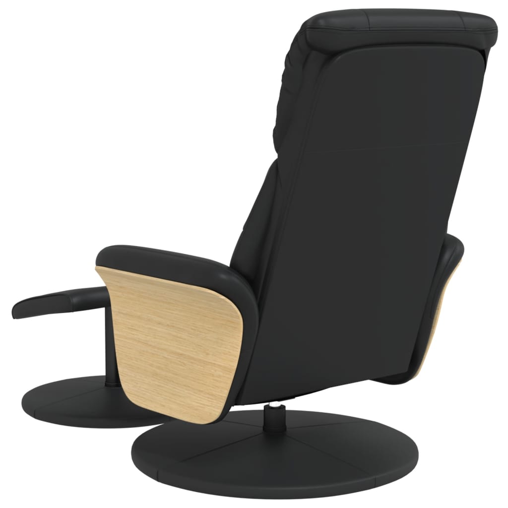 Relaxing chair with footstool black imitation leather