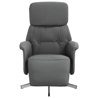 Relaxing chair with footrest dark grey fabric