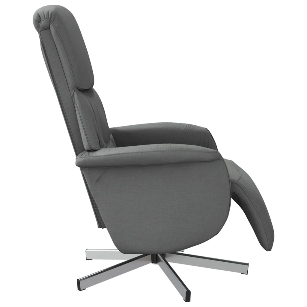 Relaxing chair with footrest dark grey fabric