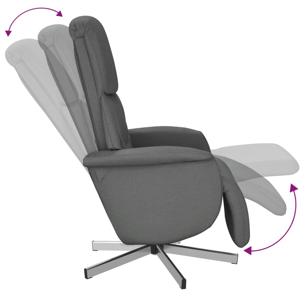 Relaxing chair with footrest dark grey fabric