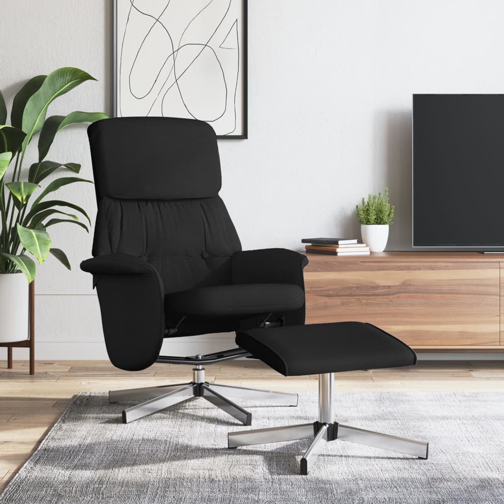 Relaxsessel mit Fußhocker Schwarz Stoff