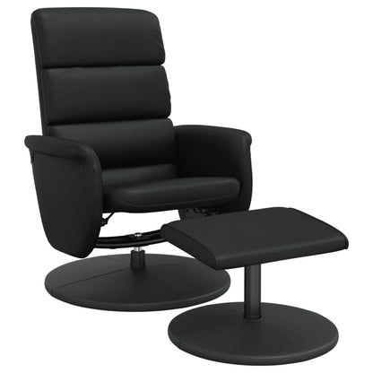 Relaxing chair with footstool black imitation leather
