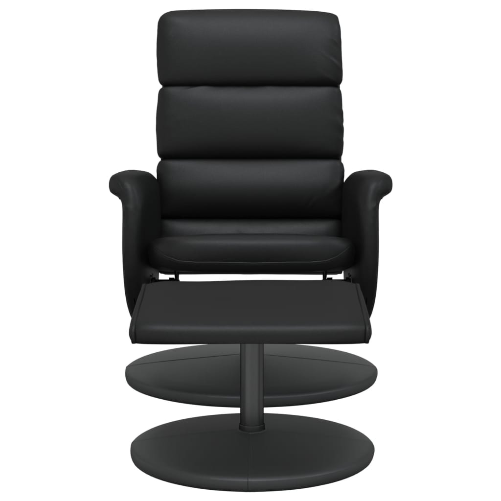 Relaxing chair with footstool black imitation leather