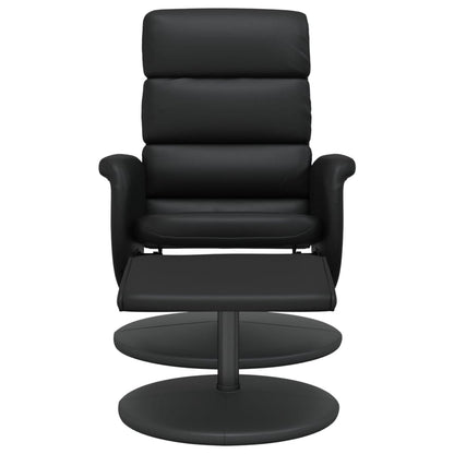 Relaxing chair with footstool black imitation leather