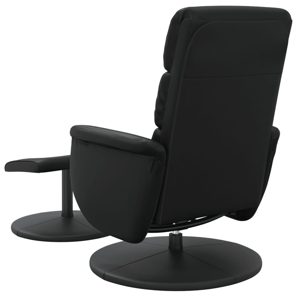 Relaxing chair with footstool black imitation leather