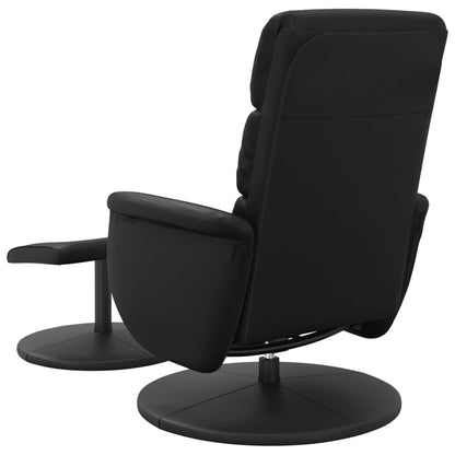 Relaxing chair with footstool black imitation leather