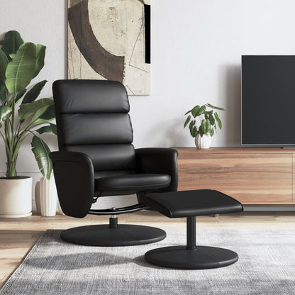 Relaxing chair with footstool black imitation leather