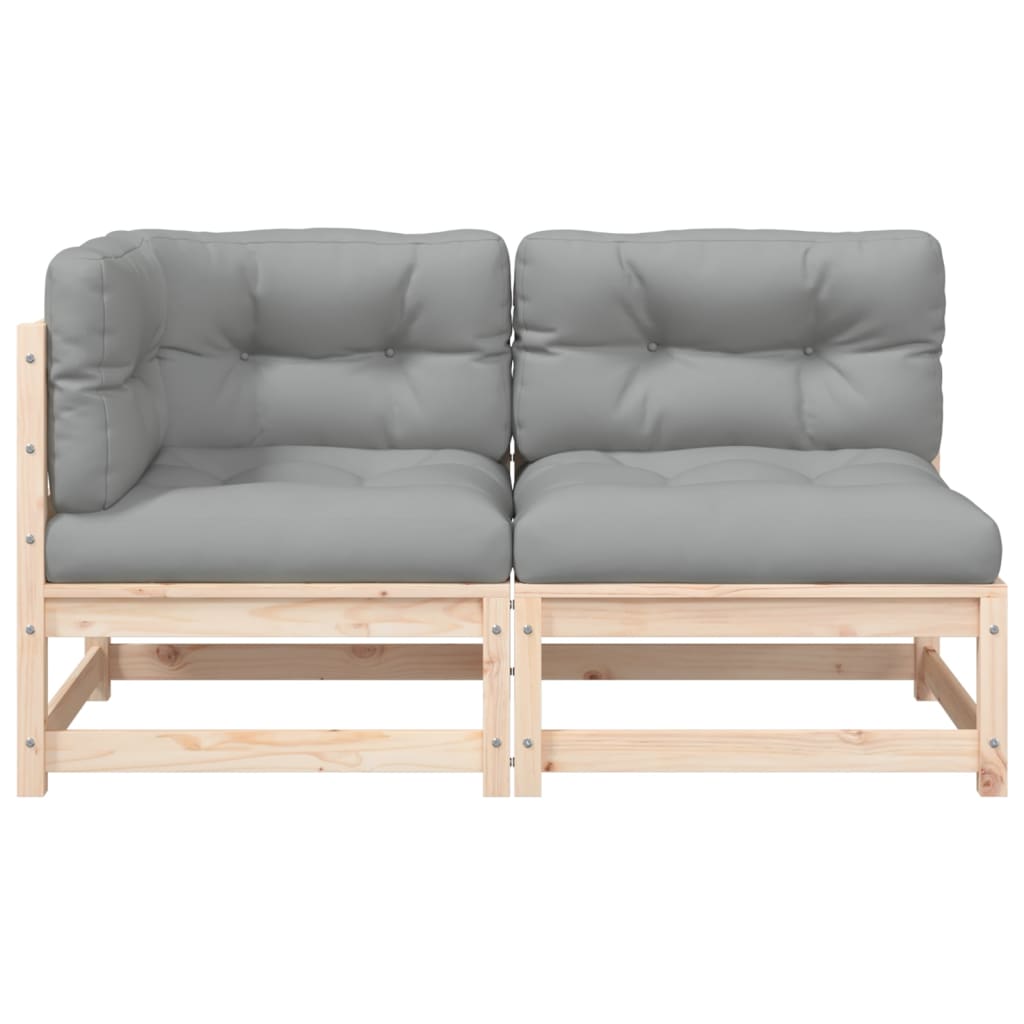 Gartensofa mit Kissen 2-Sitzer Massivholz Kiefer