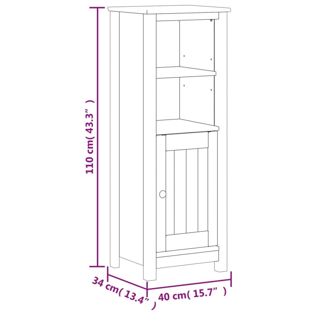 Bathroom cabinet BERG white 40x34x110 cm solid pine