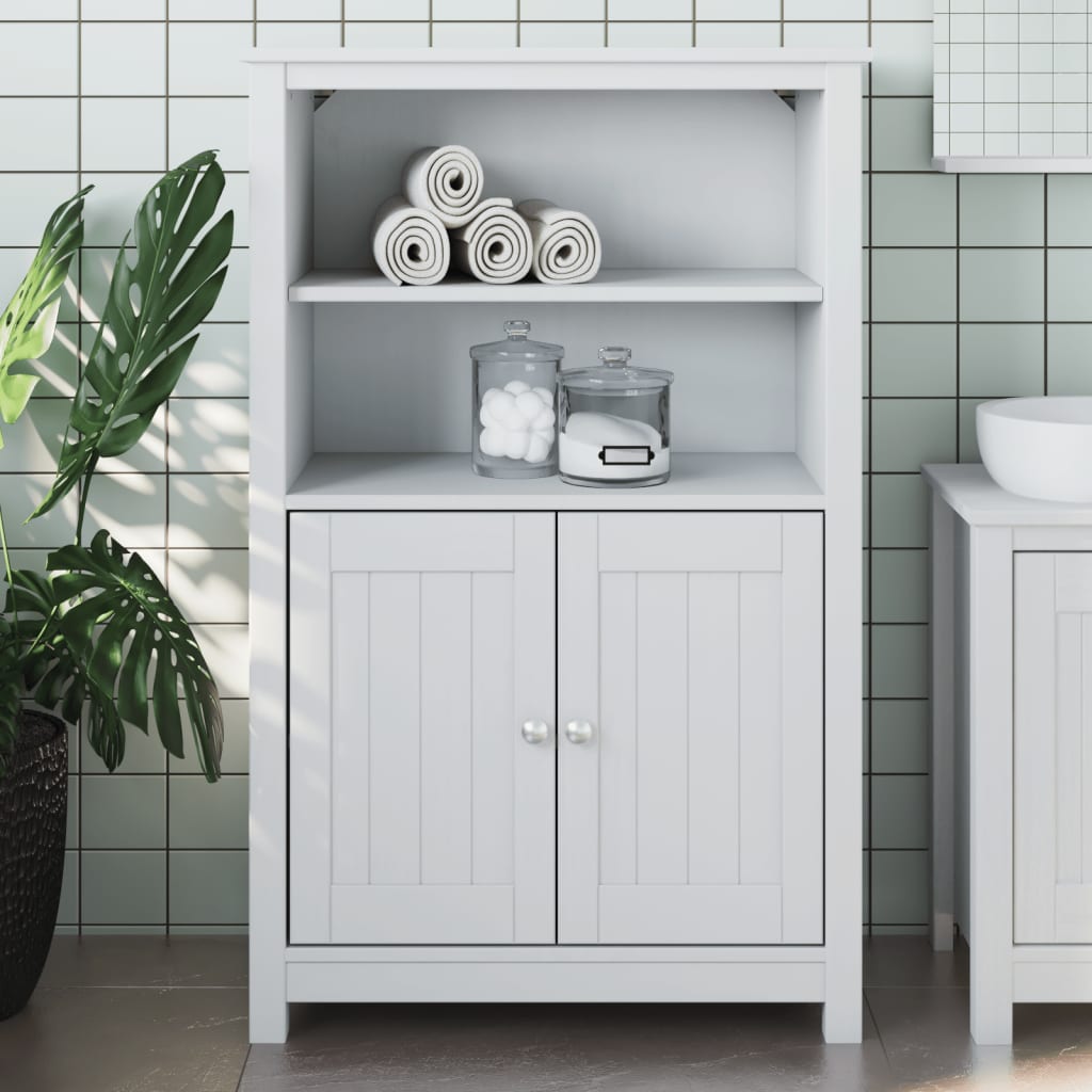 Bathroom cabinet BERG white 69,5x34x110 cm solid pine