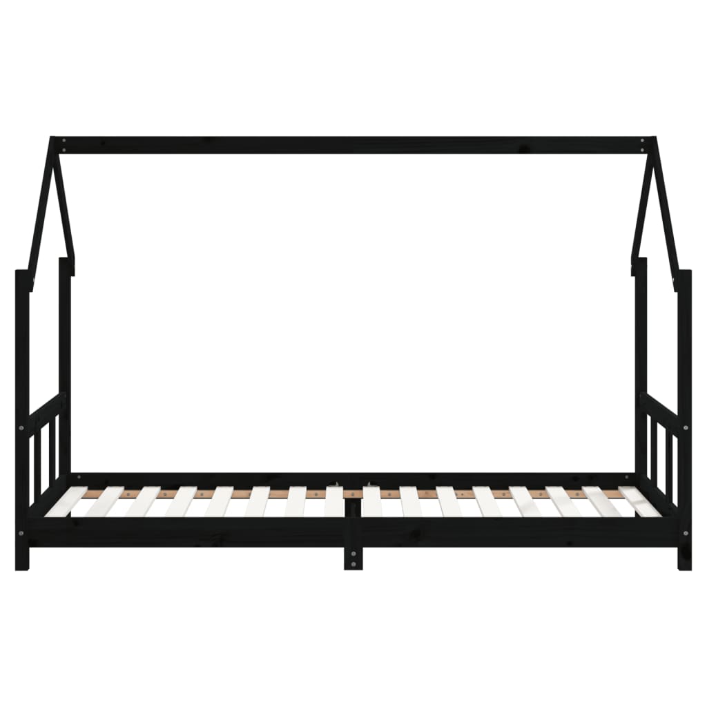 Children's bed black 90x200 cm solid pine wood