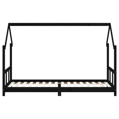 Children's bed black 90x200 cm solid pine wood