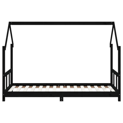 Children's bed black 90x190 cm solid pine wood
