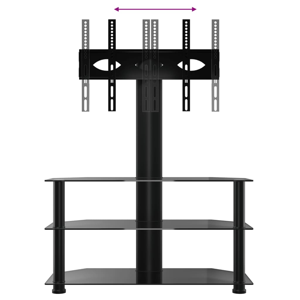 TV-Eckregal mit 3 Ablagen für 32-70 Zoll Schwarz