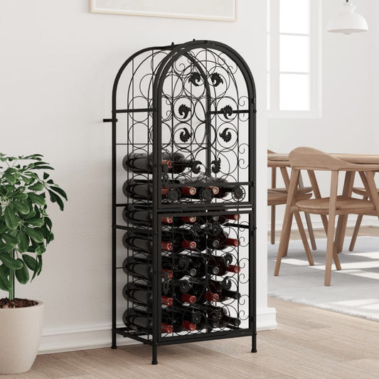 Wine rack for 41 bottles black 45x36x120 cm wrought iron