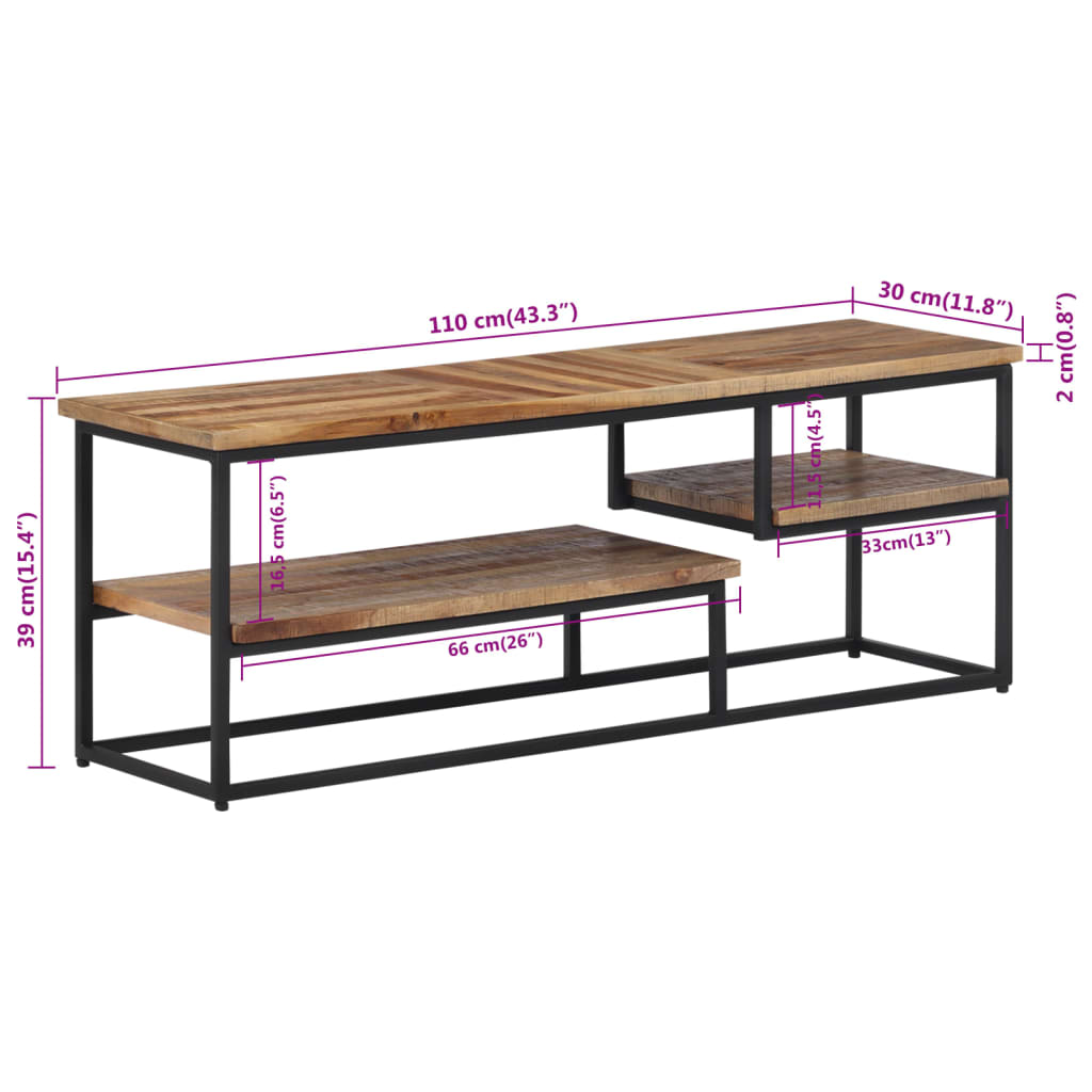 TV cabinet 110x30x39 cm Recycled solid teak wood