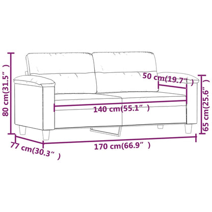 2-seater sofa cream 140 cm microfiber fabric