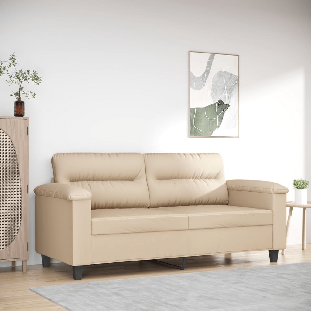 2-seater sofa cream 140 cm microfiber fabric
