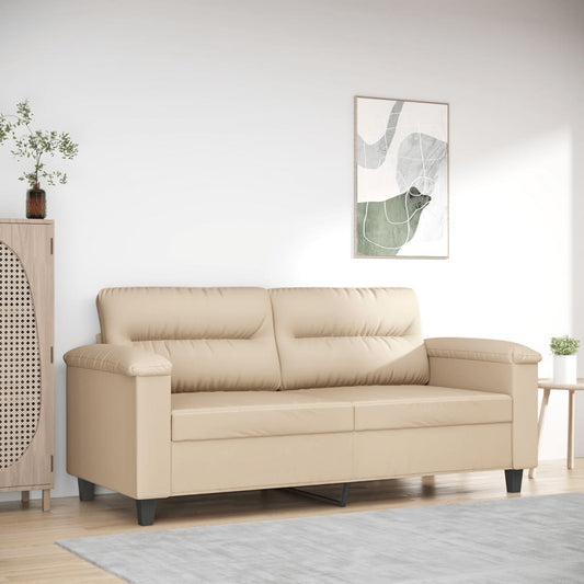 2-seater sofa cream 140 cm microfiber fabric