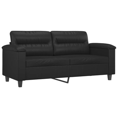 2-seater sofa black 140 cm imitation leather