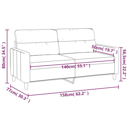 2-Sitzer-Sofa Hellgrau 140 cm Stoff