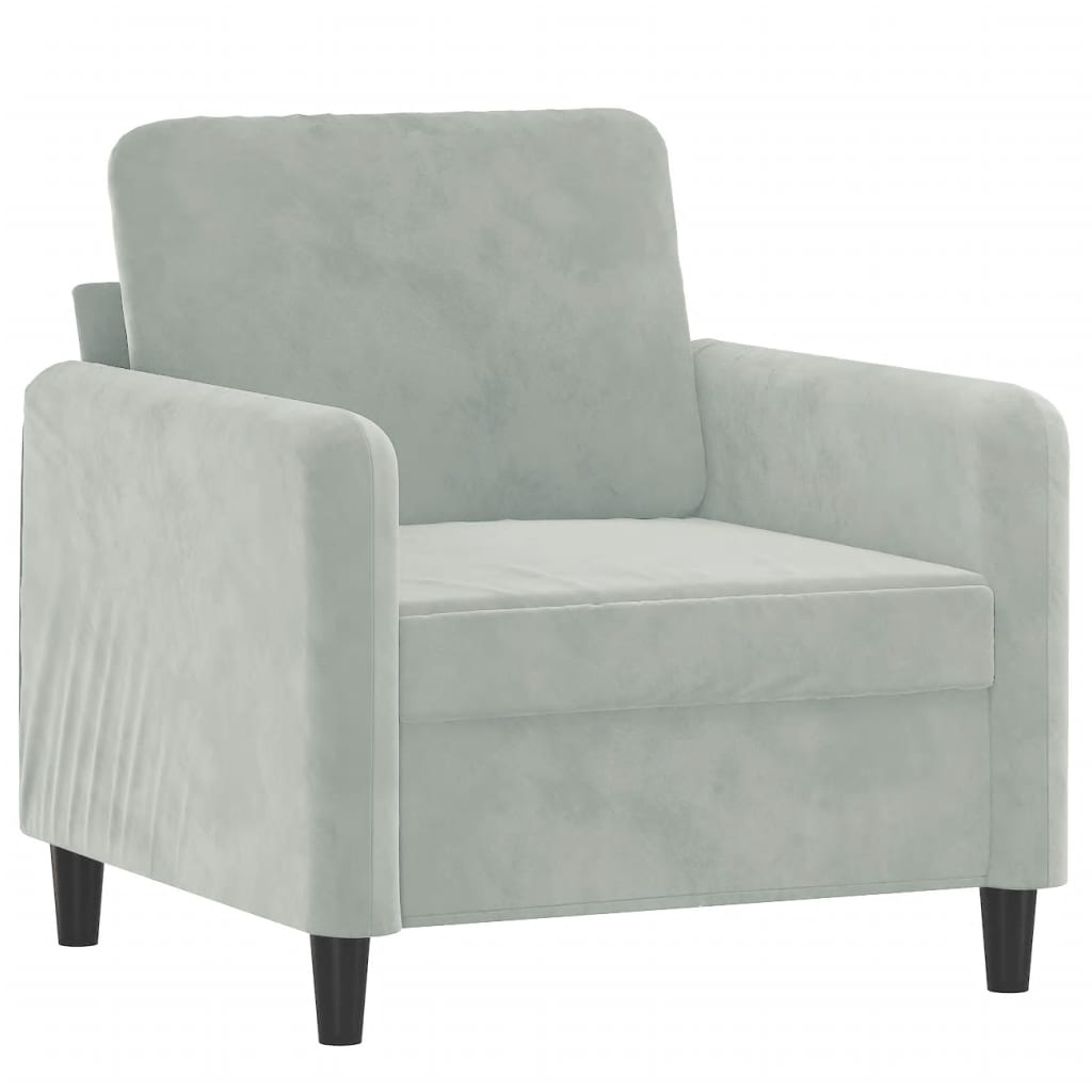 Armchair light grey 60 cm velvet