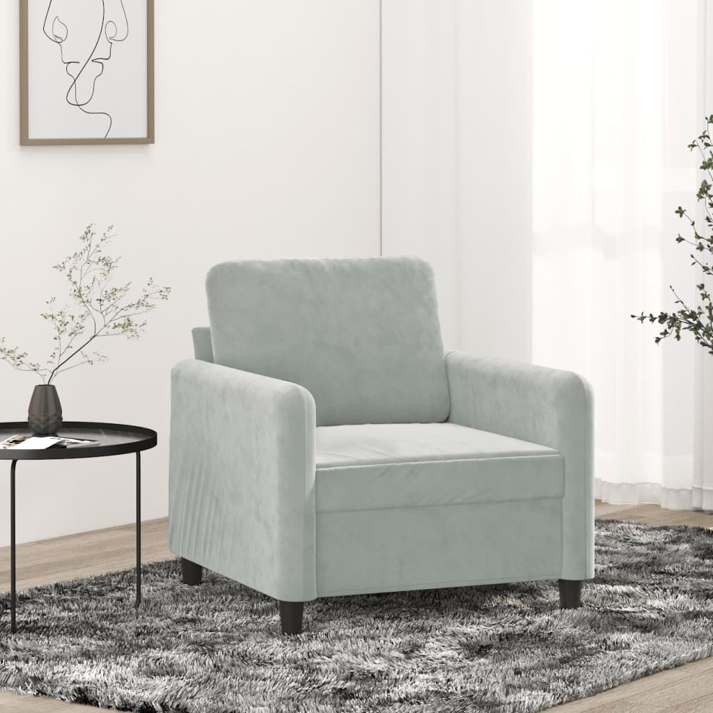 Armchair light grey 60 cm velvet