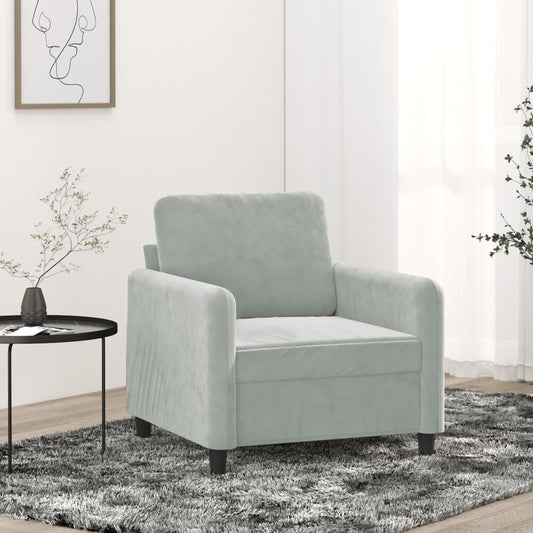 Armchair light grey 60 cm velvet