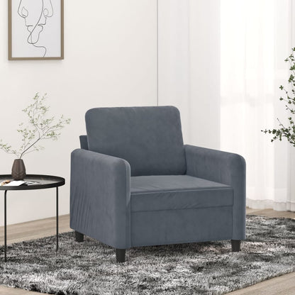 Armchair dark grey 60 cm velvet